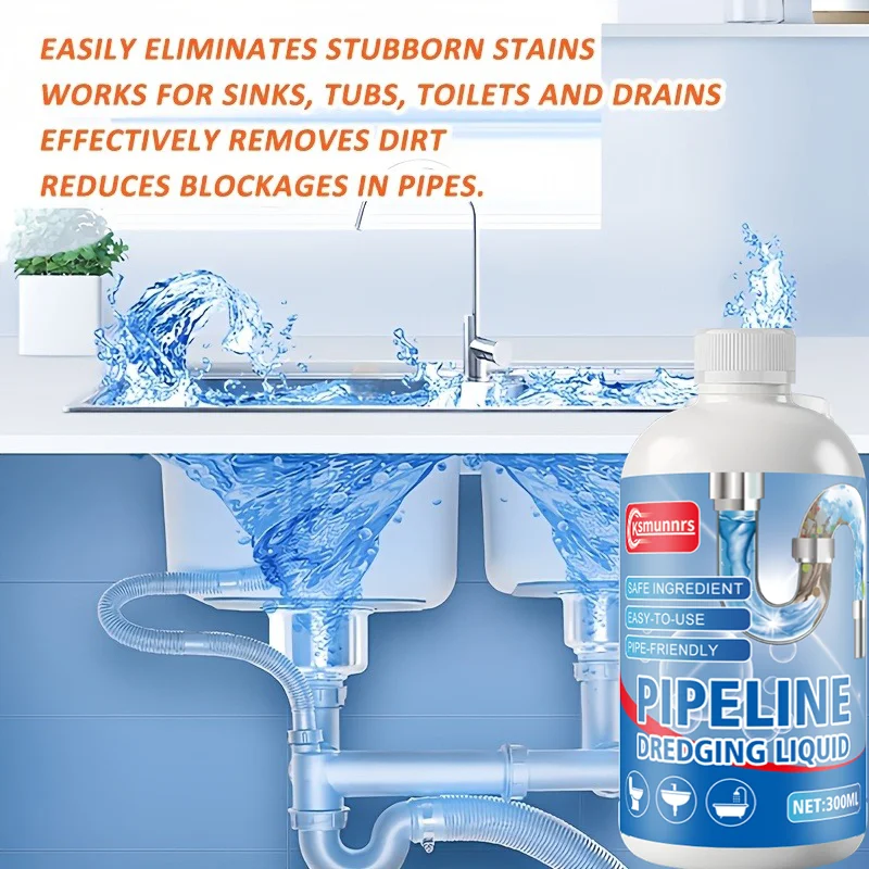 Drain Cleaner Liquid: Fast and Powerful Formula Dissolves Clogs in Pipes and Restores Smooth Drainage. Quickly Breaks Down, Soft