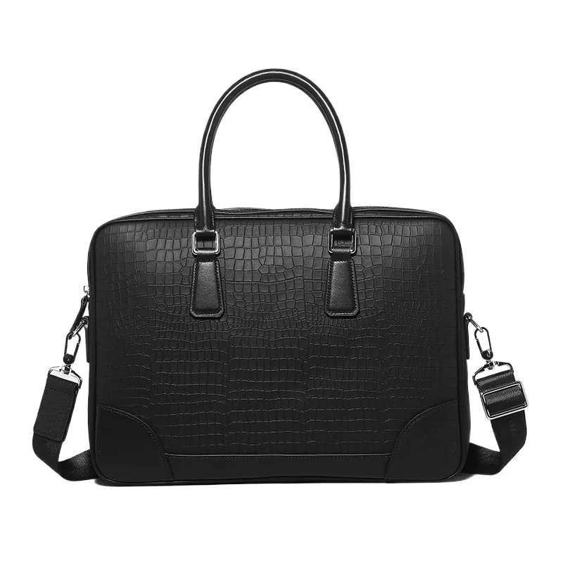 Men's Top Grain Leather Briefcase Large Capacity Padded 15.6 Inch Laptop Compartment Business Office Commuter Bag