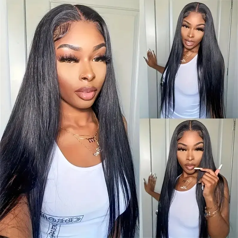 Rosabeauty Nature Color 30 40 Inch 13x6 HD Bonde Straight Lace Front Wig Human Hair 13X4 Frontal 5X5 Glueless Wig 250% For Women