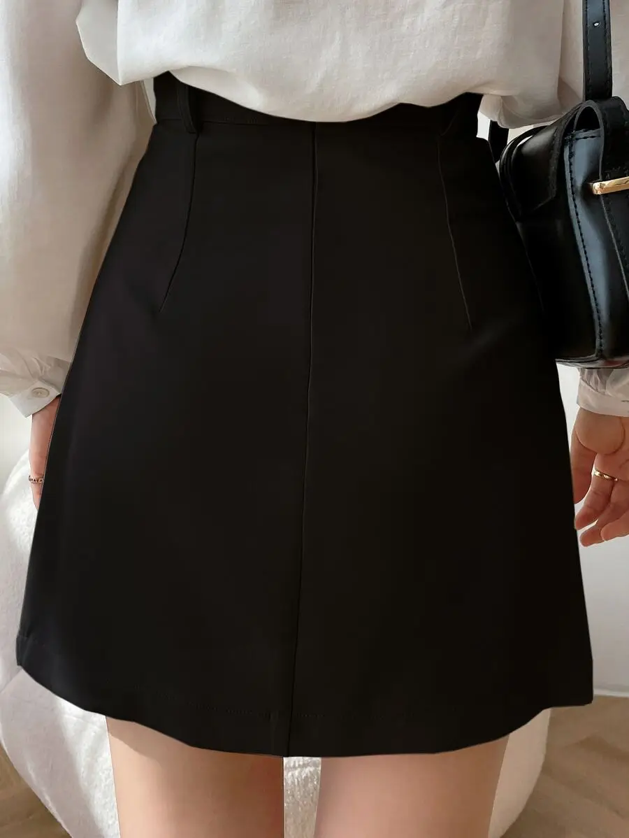 

Solid High Waist Pencil Skirt Women Casual Office Skirt