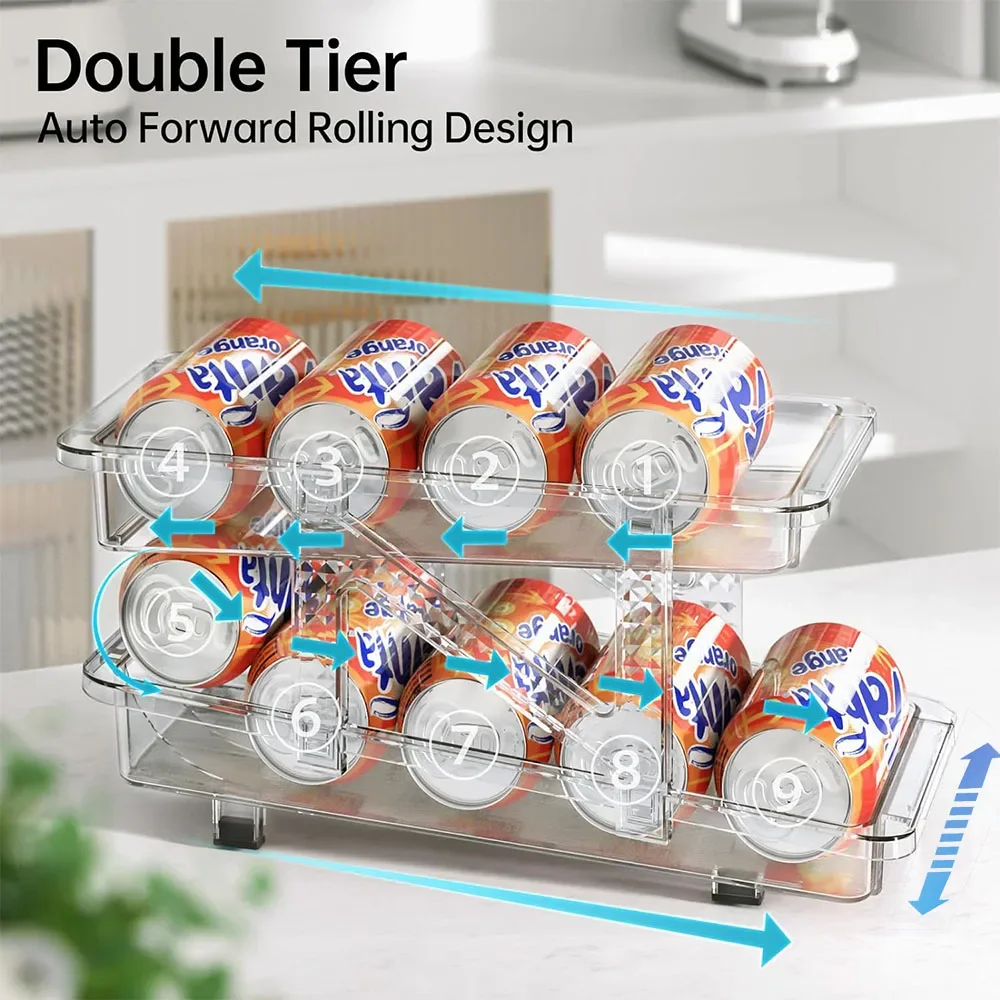 

Soda Can Dispenser for Refrigerator,Stretchable Width Beverage Drink Pop Can Organizer for fridge,pantry,Cabinet,Canned holder