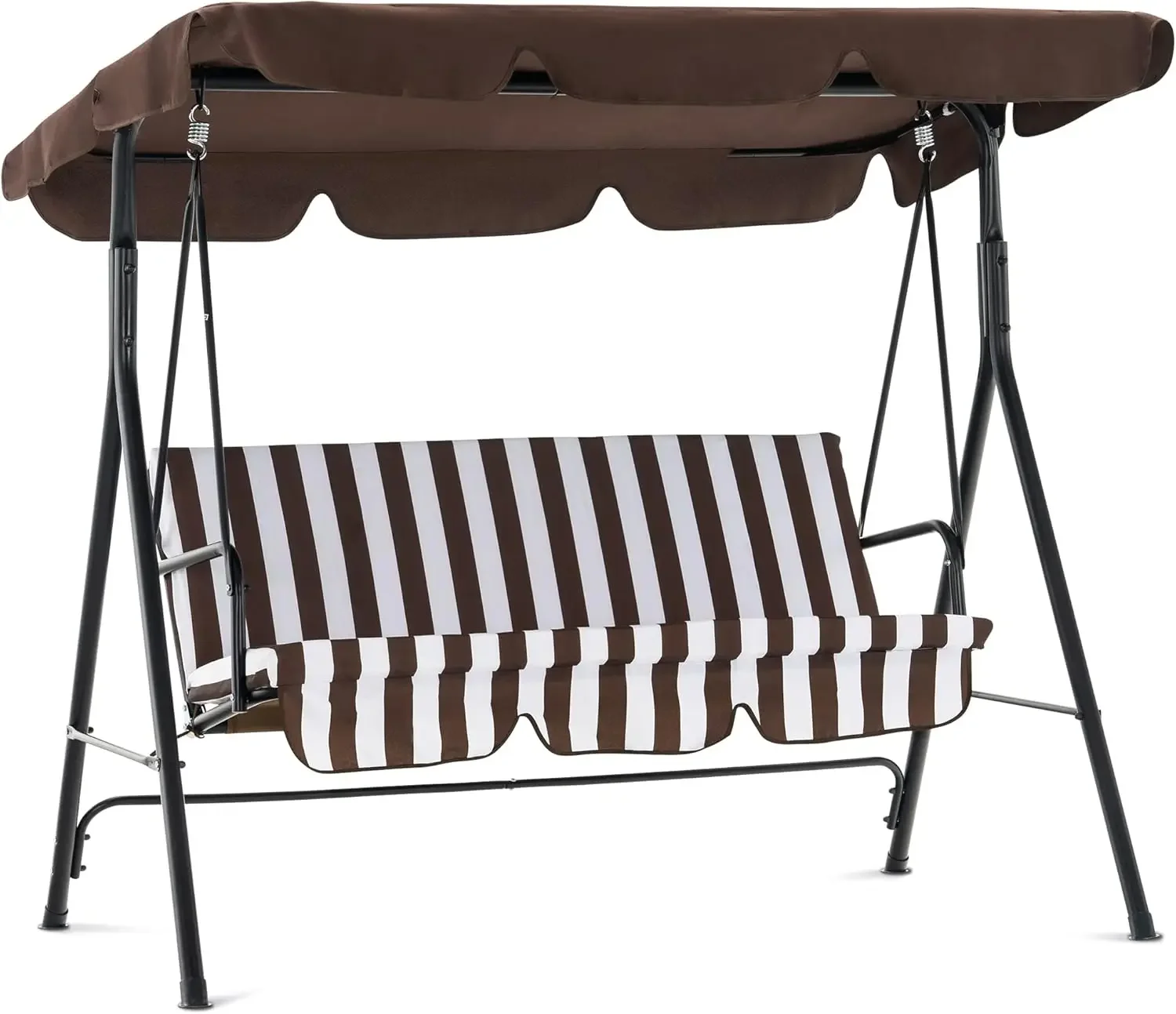 

2-3 Person Patio Swings with Canopy, Outdoor Porch Swing Chair with Steel Stand, Removable Cushions,