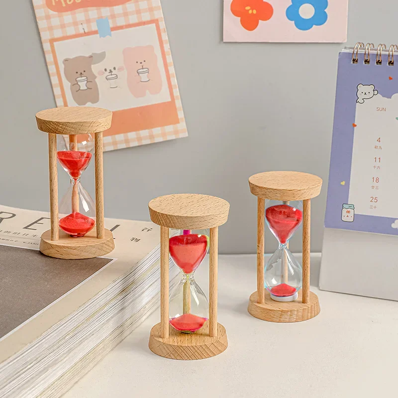 1-30 Minutes Modern Wooden Hourglass Children's Learning Red Sand Clock Sandglass Crafts Home Decor Timekeeper Toothbrush Timer