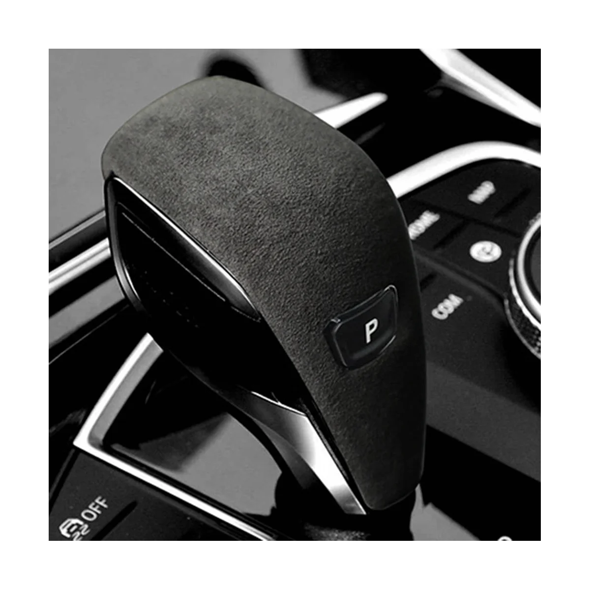 For BMW 3 Series 20-23 Suede Black Tumbled Leather Shifter Cover Protective Cover Case