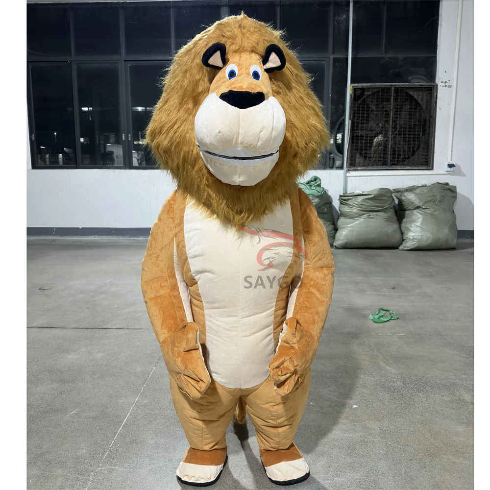 2m Furry Inflatable Lion Alex Mascot Costume Adults Animal Theme Blow Up Fancy Dress Halloween Chrismtmas Party Accessories