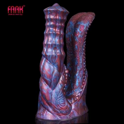 FAAK Large Double Dildo Fantasy Animal Penis Silicone Multi Color Huge Anal Plug Sex Toys For Lesbian Female Masturbator