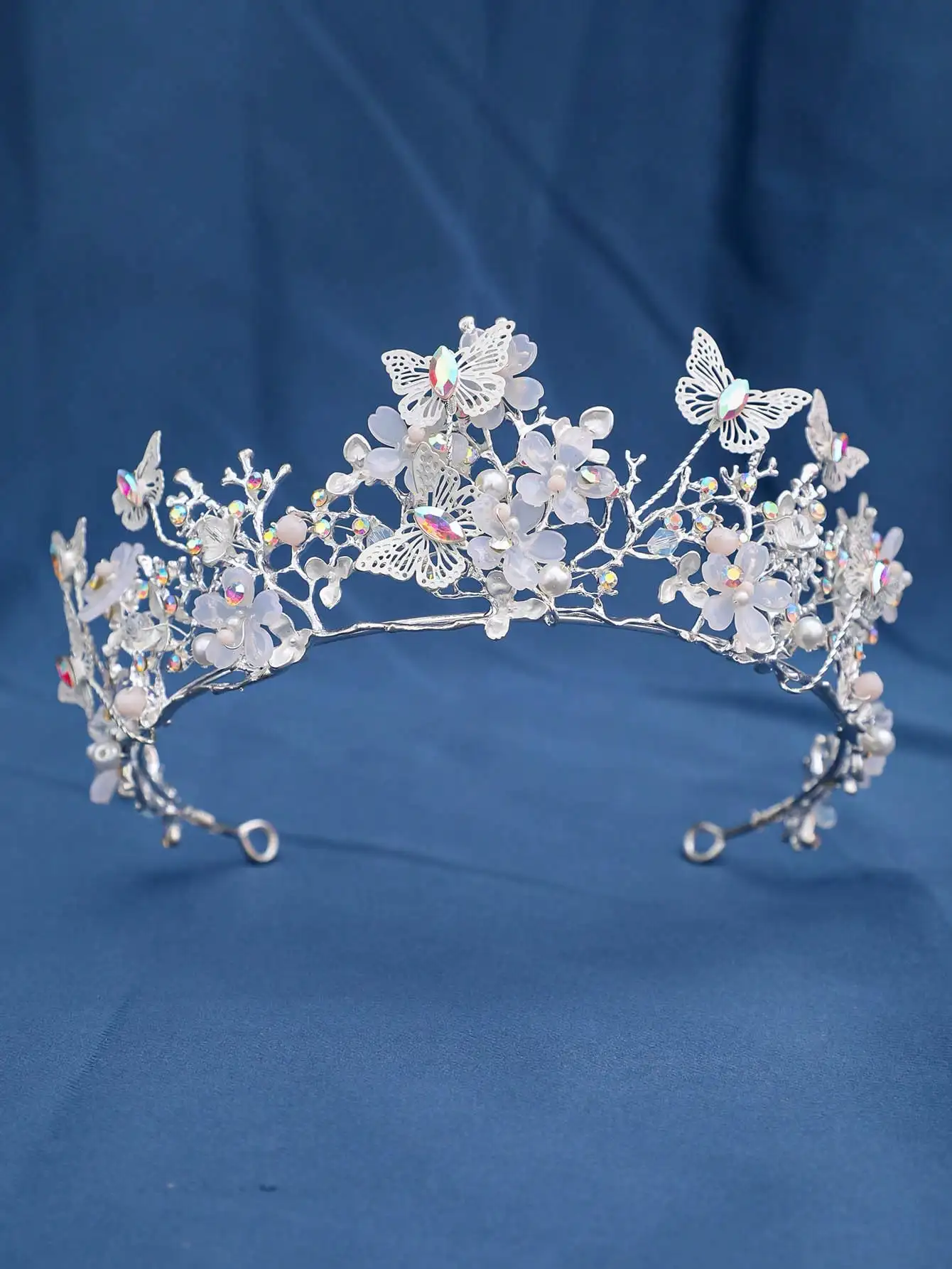 

1pc Women's Butterfly Handmade Crown Forest Flower Headpiece Princess Fairy Bridal Hair Accessories For Wedding Birthday Party Royal Valentine's Day Accessories