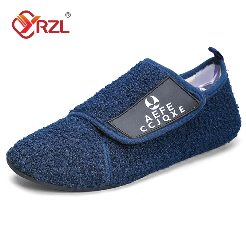 

YRZL Winter Leisure Style Solid Color Flats Shoes Non-slip Warm Men Lightweight and Comfortable Men's Home Casual Cotton Shoes