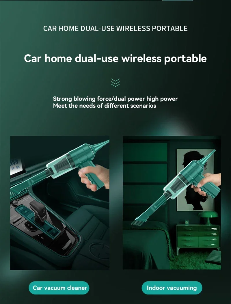 Car Vacuum Cleaner Wireless Portable Large Suction Household Handheld Dust Collector Small Mini Dust Blower for Car Home Vacum