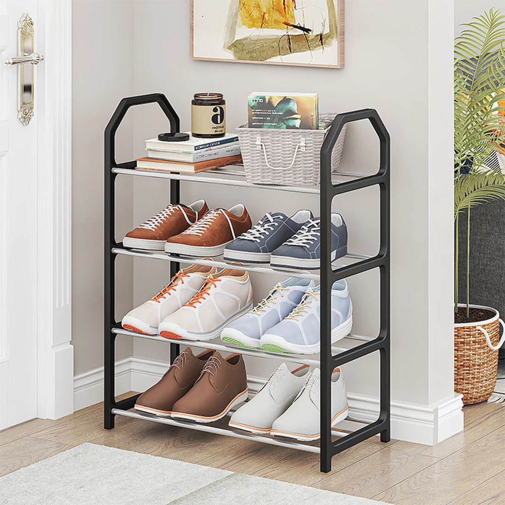Shoe Storage Rack Metal Shoe Rack Black Easy Assembly Large Capacity Metal Shoe Rack Space-saving Versatile Usage
