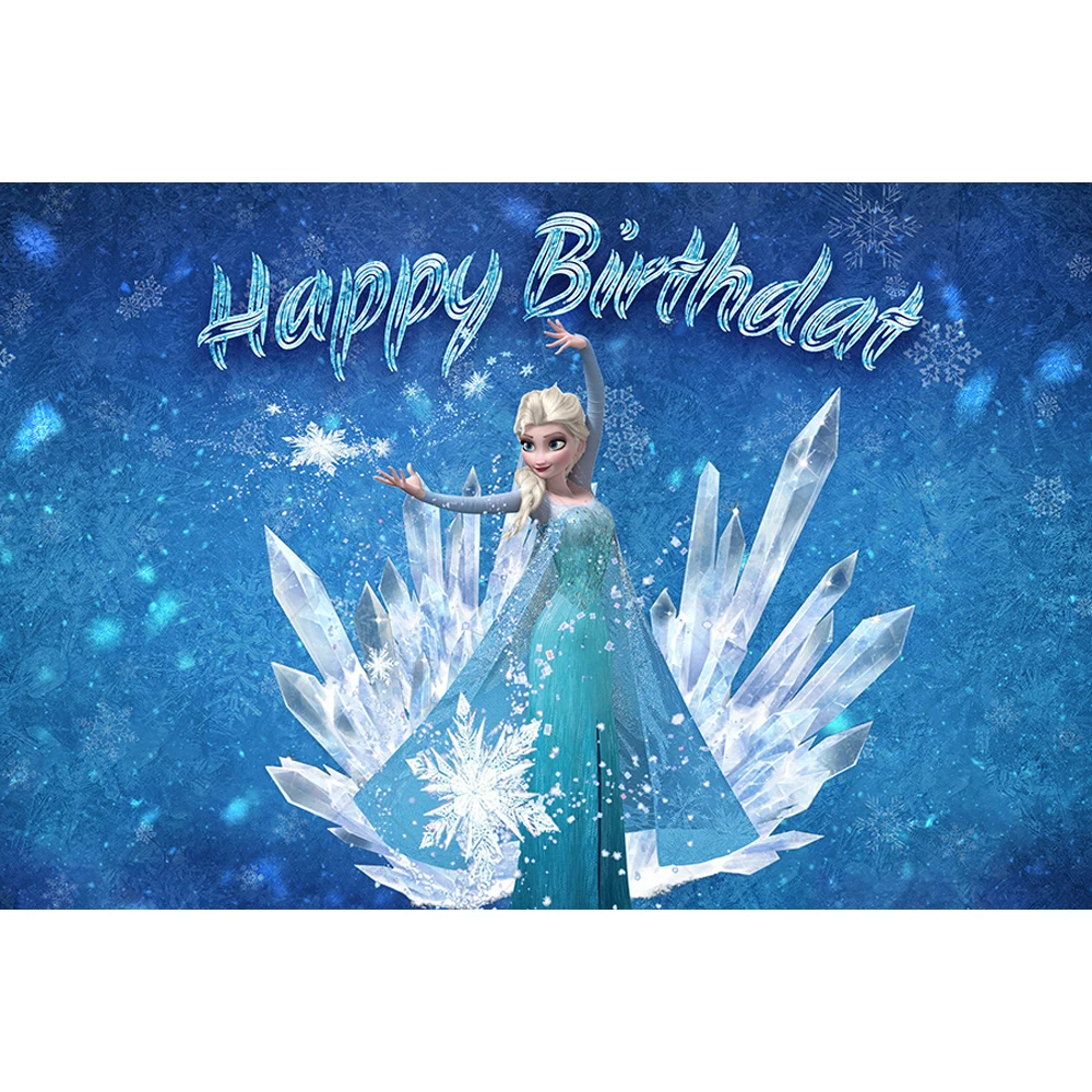 Disney Frozen Aisha Princess Photography Backdrop Girls Birthday Party Decoration Customize Name Baby Shower Background