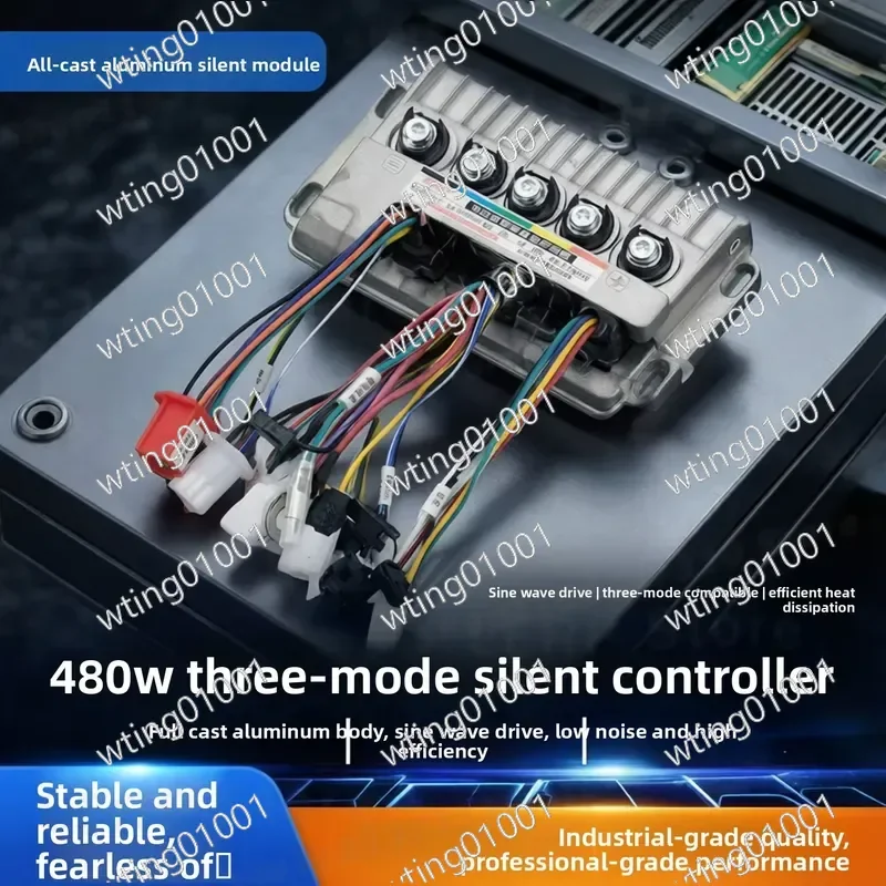 for Electric Vehicle Controller 36V 48V 60V 64V Three Mode 480W Sine Wave Silent Module All Cast Aluminum Version