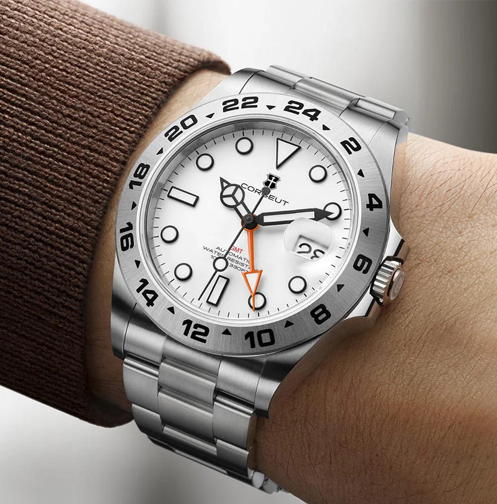 Imagem -04 - Relógios Impermeáveis Gmt para Homens Relógio de Mergulho Sapphire Sterile Relógios de Negócios Movimento Nh34 39 mm 100m