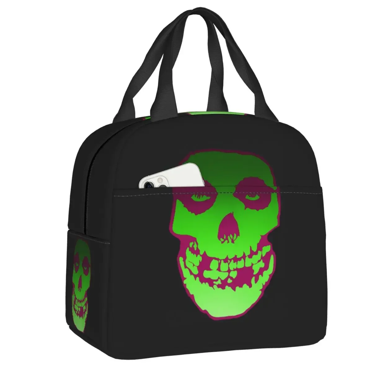 Custom Heavy  Misfits Skull Lunch Bag Men Women Thermal Cooler Insulated  Box for Kids School