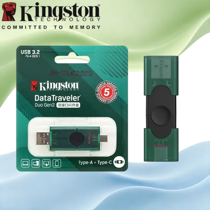 Kingston Original DTDEG2 Pendrive USB3.2 Gen1 Dual Type-C USB-A Flash Drive 128GB 256GB OTG Memory Stick For iPhone15 iPhone16