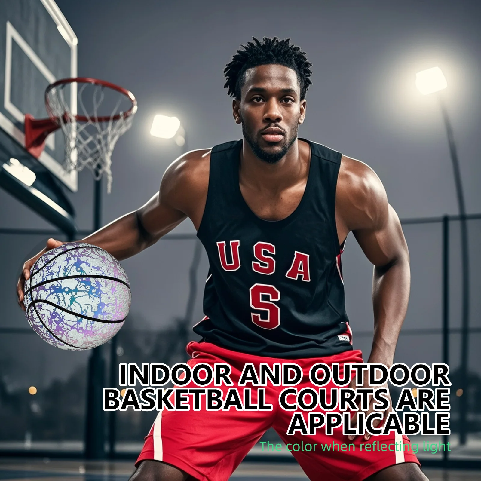 ティーンの男の子向けの光る発光レザーバスケットボール - 光るグリーンの屋内&屋外のナイトボールゲーム - スポーツグッズ&男の子&女の子へのギフトに最適