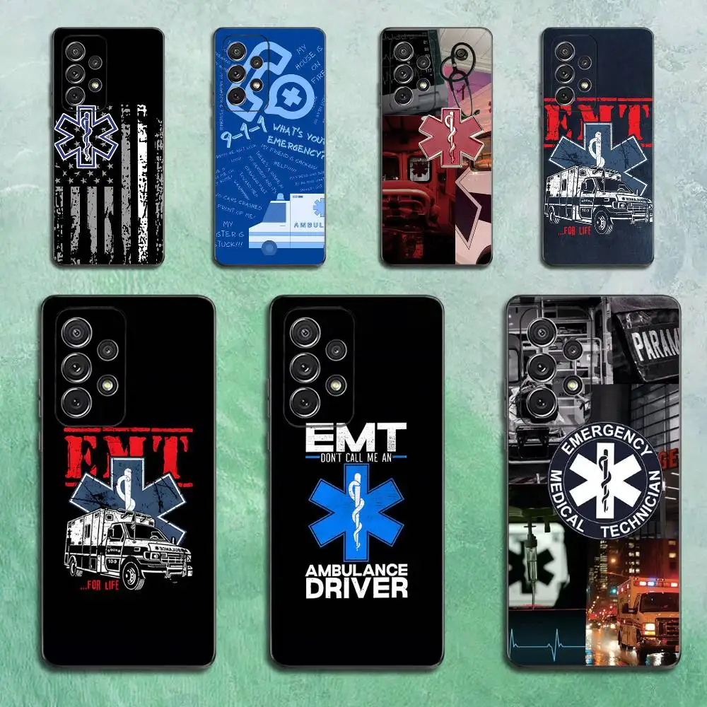 

EMT EMS Ambulance Phone Case For Samsung S22,S21,S20,S10,S9,S25,S24,S23,Ultra,FE,Plus,Lite,Soft Silicone Black