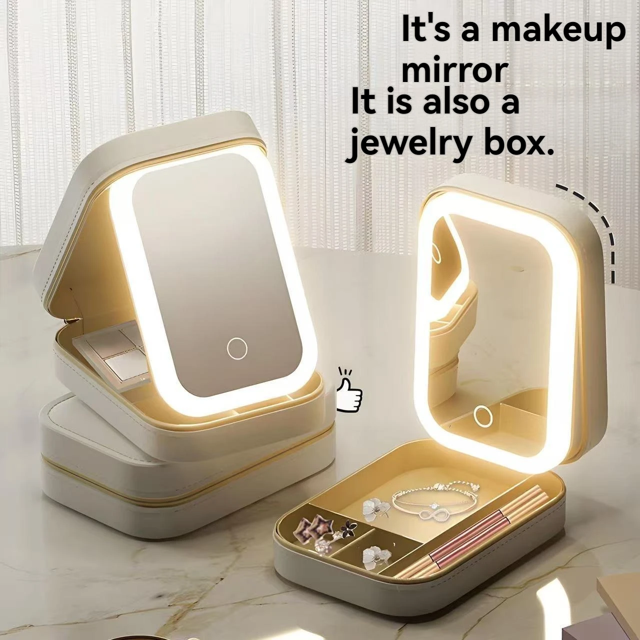 

Многофункциональное косметическое зеркало для женщин, портативный чехол для хранения зеркала премиум-класса для путешествий, дома и спальни