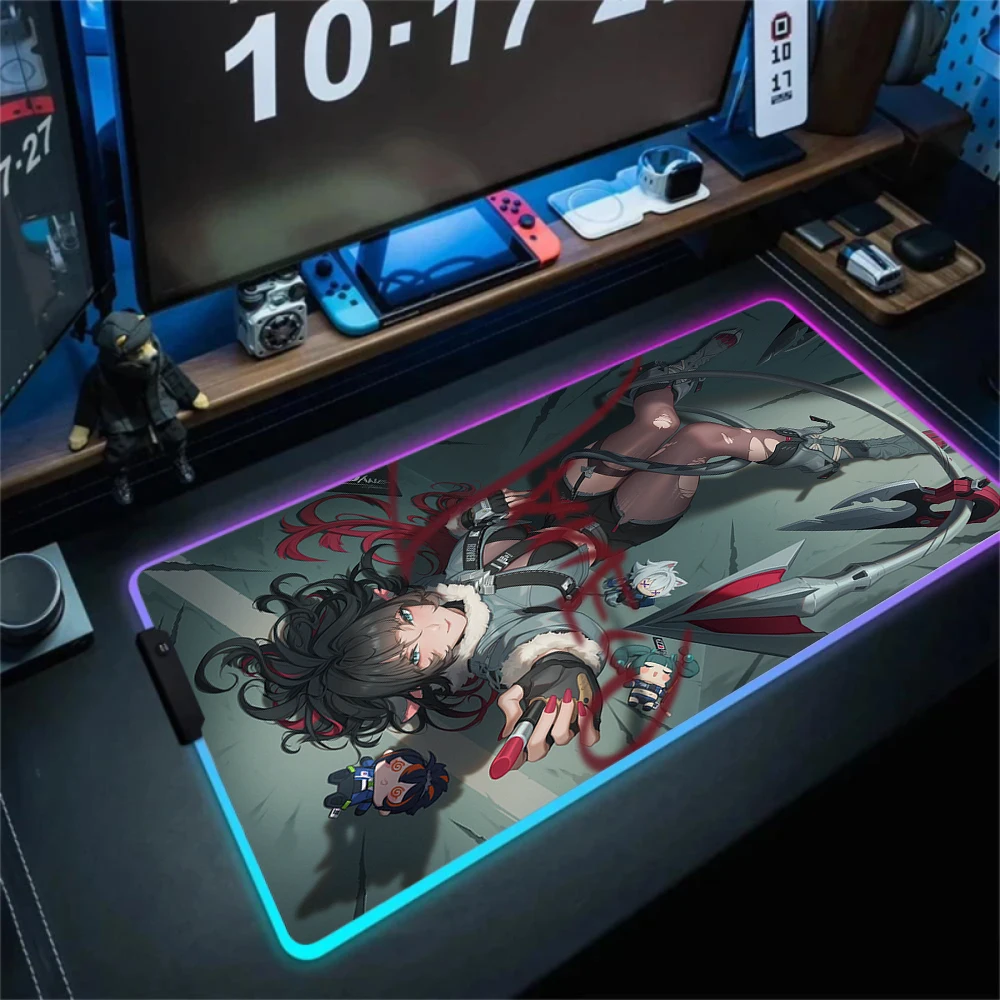 Large Games Zenless Zone Zero Jane Doe Mousepad HD Print Rgb Mouse Pad Xxl Laptop Mat Computer Keyboard Game Backlight Mausepad