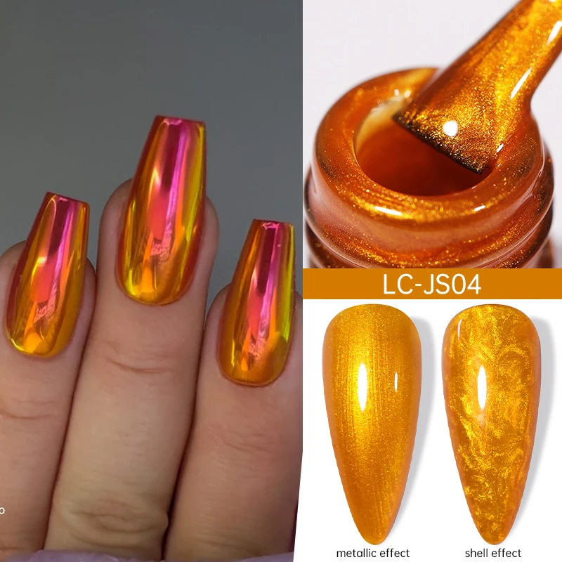 LILYCUTE 7ML Gold Mirror Effect Metallic Gel Nail Polish Super Bright Chrome French Style Semi Permanent Soak Off Nail Varnish