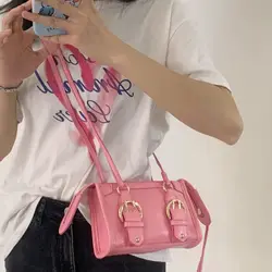 JIAERDI Harajuku Pink Y2k Messenger Bag Women Summer Sweet Girls Folds Cloud Square Bags Ladies Fairycore Solid Crossbody Bags