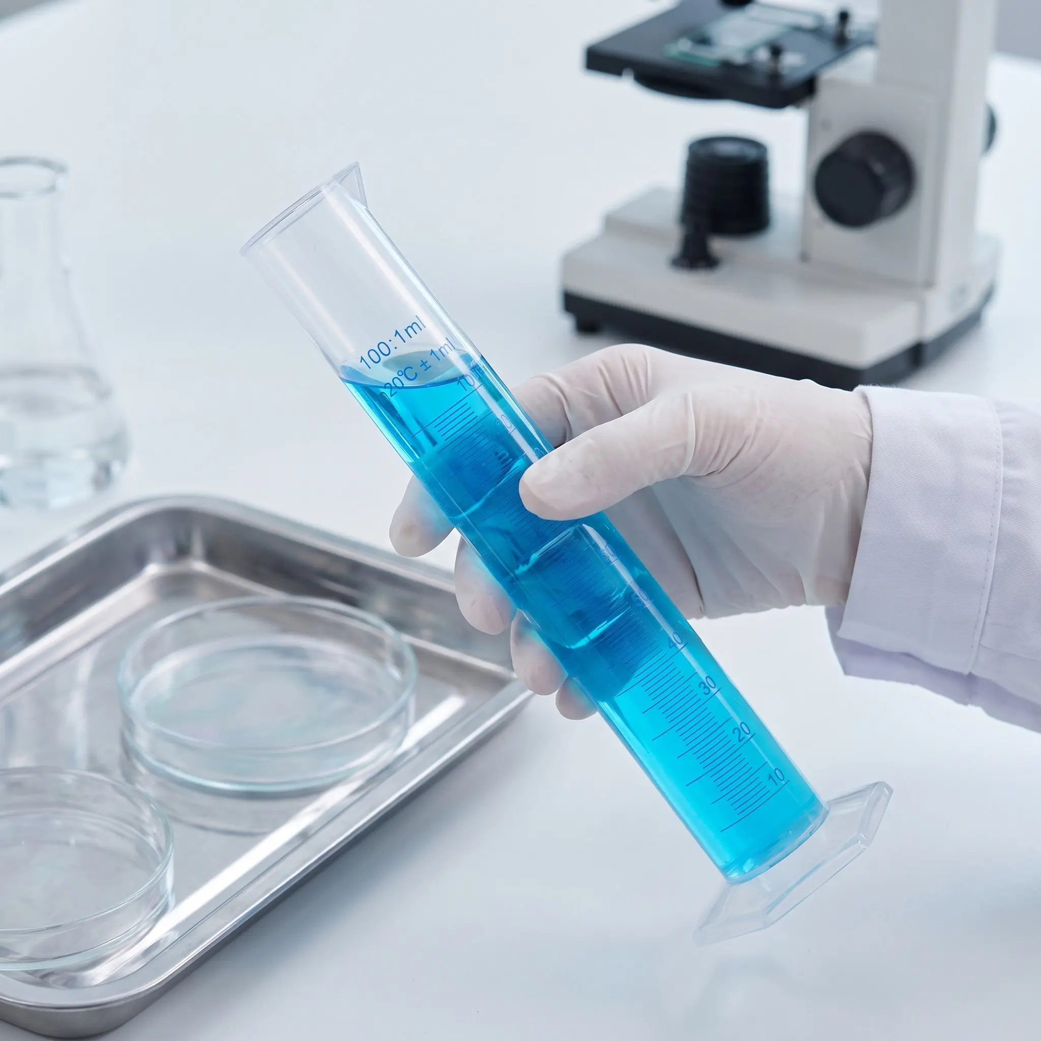 4Pcs Plastic Graduated Measuring Cylinder Set Transparent Food Grade Multipurpose Lab Test Pack 10Ml 25Ml 50Ml 100Ml Stable Roll