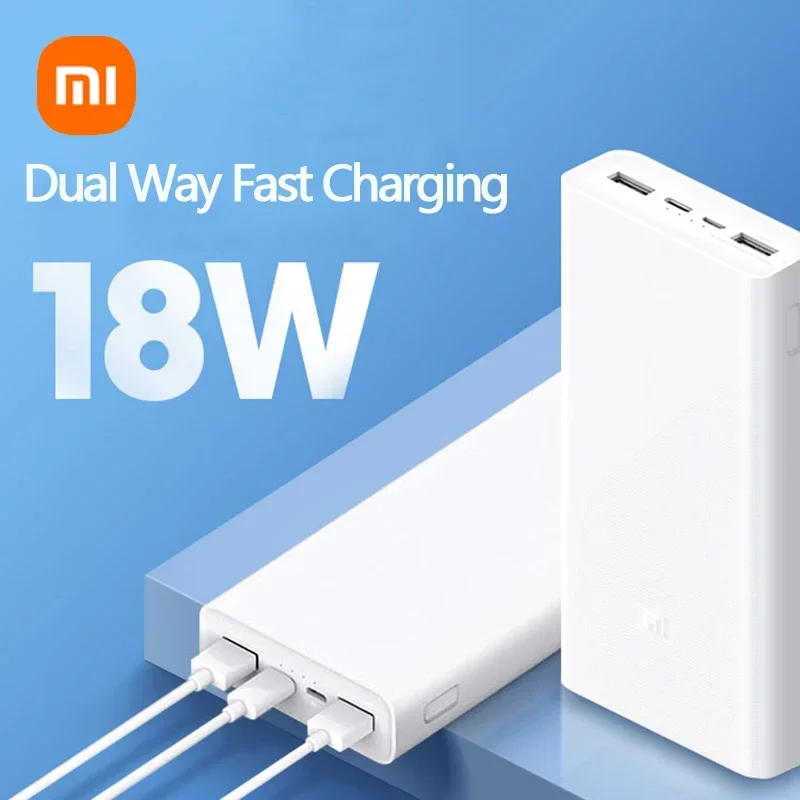 20000mAh Xiaomi Power bank 3 Portable PLM18ZM PD18W USB Type C Mi Powerbank 10000 mAh USB-C Dual Way Fast Charging for iPhone 14