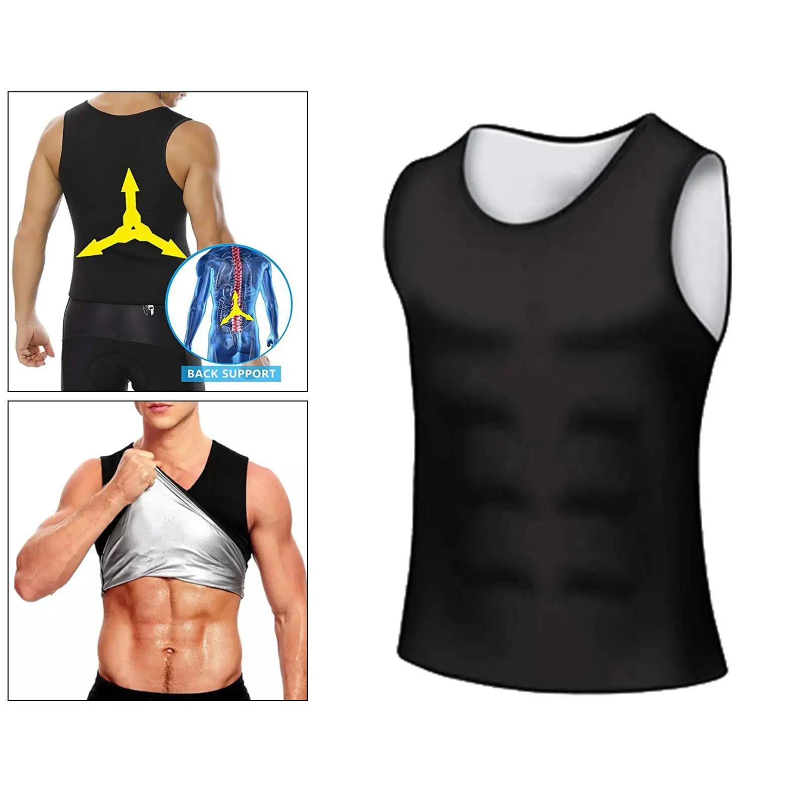 Mens Sweat Sauna for Neoprene Tank Top, Workout Body , , Ensures Correct Posture During Exercise