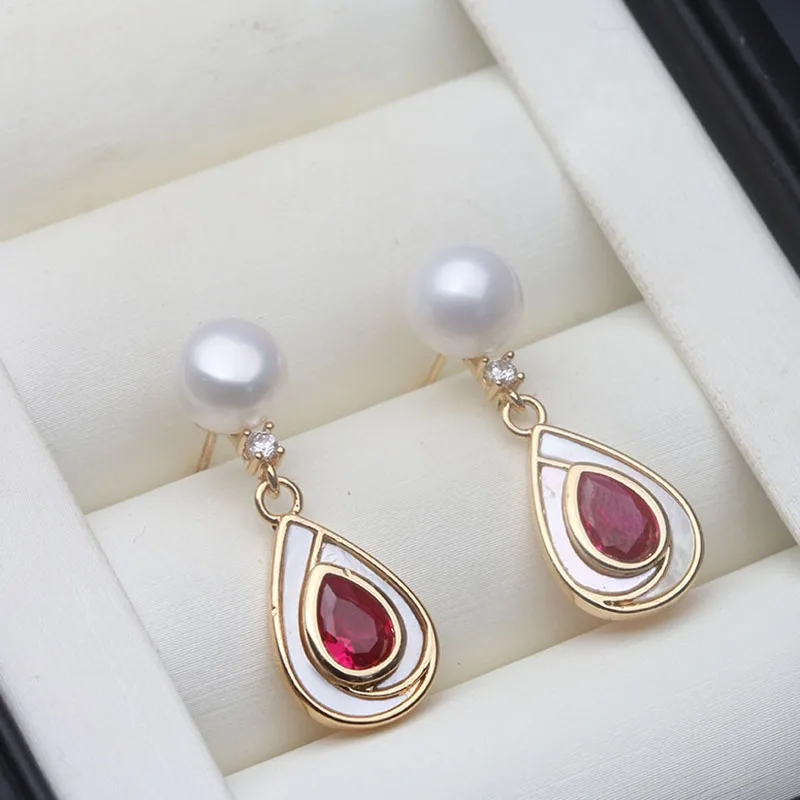 

Wedding Real White Freshwater Silver 925 Pearl Earrings Woman,Hanging Natural Pearl Stud Earrings Wife Girl Birthday Gift Pink