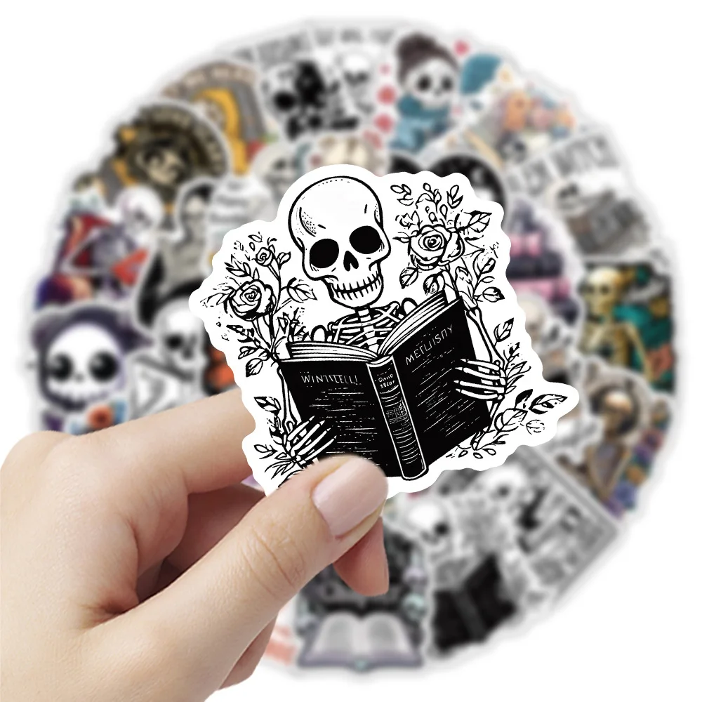 

50PCS Cartoon Personalized Skeleton Reading Cool Creative Graffiti Stickers DIY Pencil Box Skateboard Decals Toy Stickers