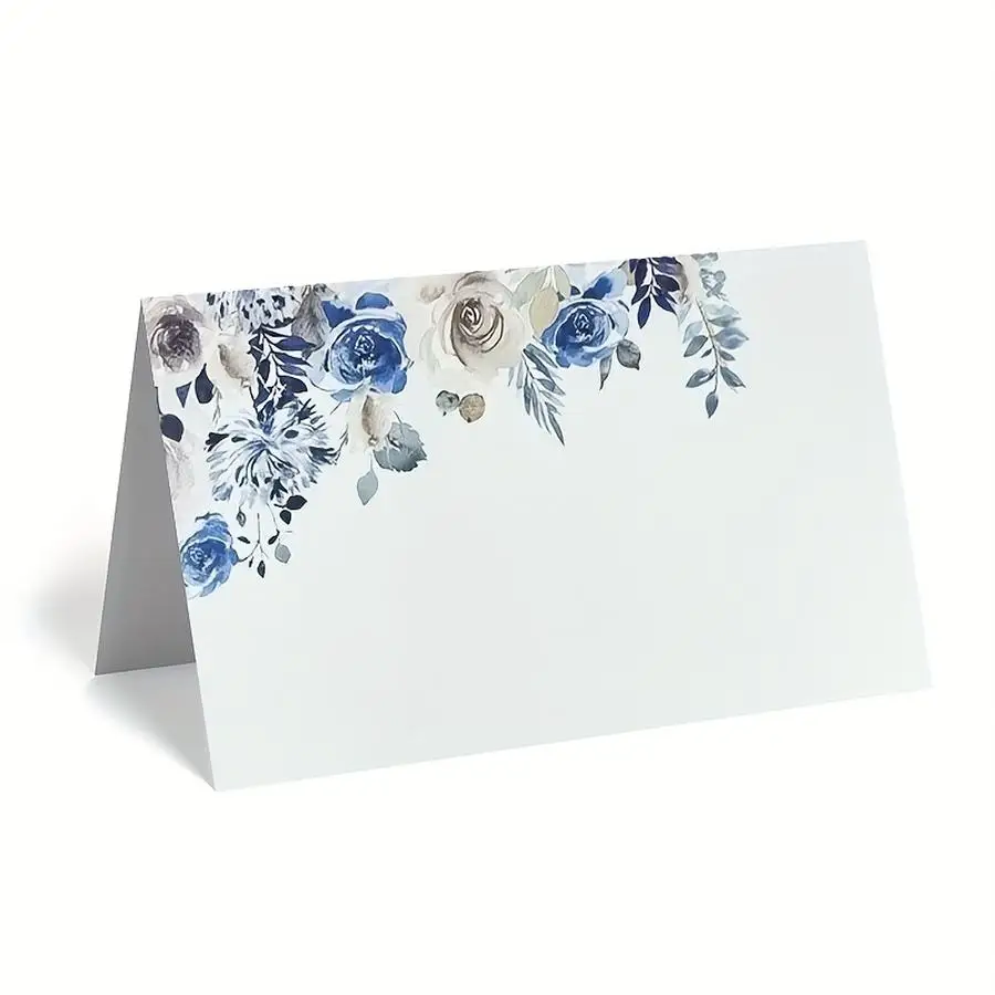 1/5/10/20/50/100pcs Elegant Purple Floral Place Cards, 8.89x10.16 cm, Suitable for Wedding, Back-to-school, Spring/summer Event
