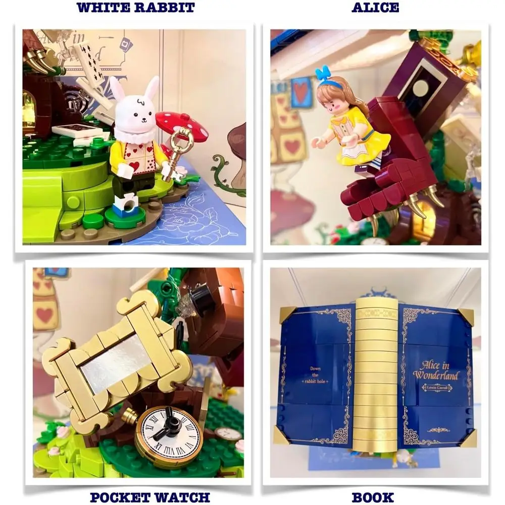 Bloques de construcción temáticos de Alicia en el país de las maravillas, decoración decorativa para el hogar, regalo para todas las edades, edición coleccionable