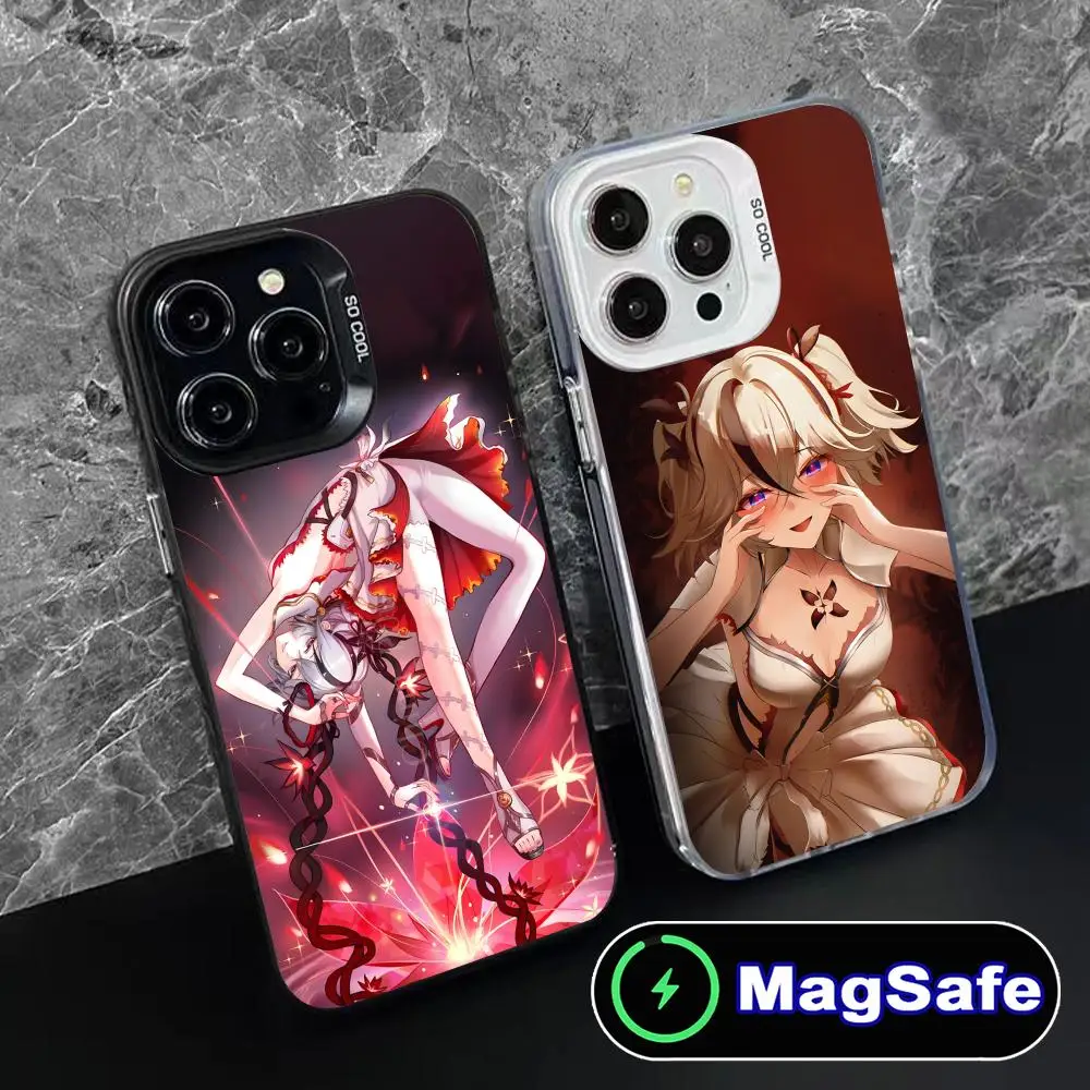 

Чехол для телефона Wuthering Waves Camellya для iPhone 16, 15, 14, 13, 12, 11 Pro Max Plus MagSafe, полупрозрачный цветной защитный роскошный чехол