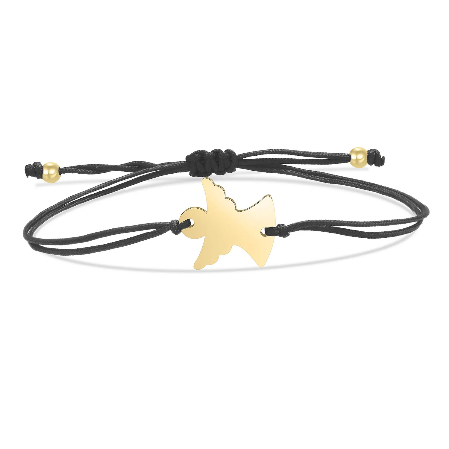 Gold-plated Stainless Steel Good  Polished Smooth Angel Charm Bracelet Women Simple Red String Handmade Adjustable Jewelry Gift