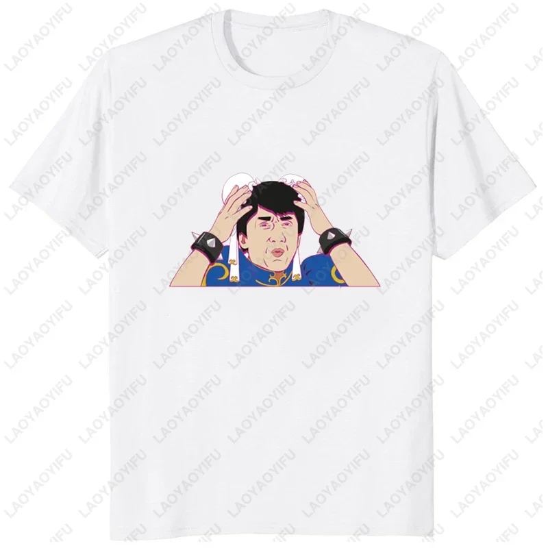 Funny Jackie Chan Printed Fans TShirt Humorous Graphic World Superstar T-shirt Streetwear Hipster Casual Loose Man Clothing