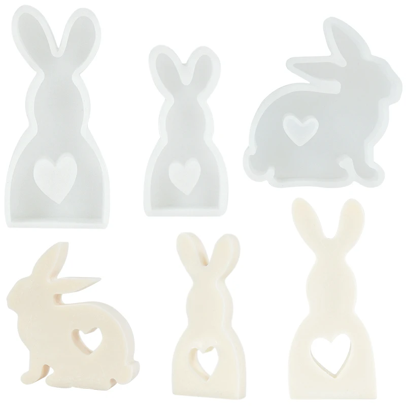 Easter Rabbit Silicone Candle Mold DIY Handmade Soap Gift Scented Molds Plaster Concrete Resin Mould Gypsum Ornament Home Decor