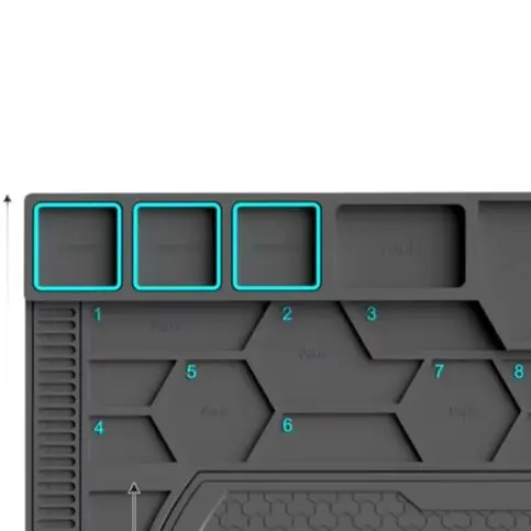 Magnetic Silicone Repair Mat Heat Resistant Workbench Pad With Ruler And Compartments For Phone Digital Disassembly Tool Storage