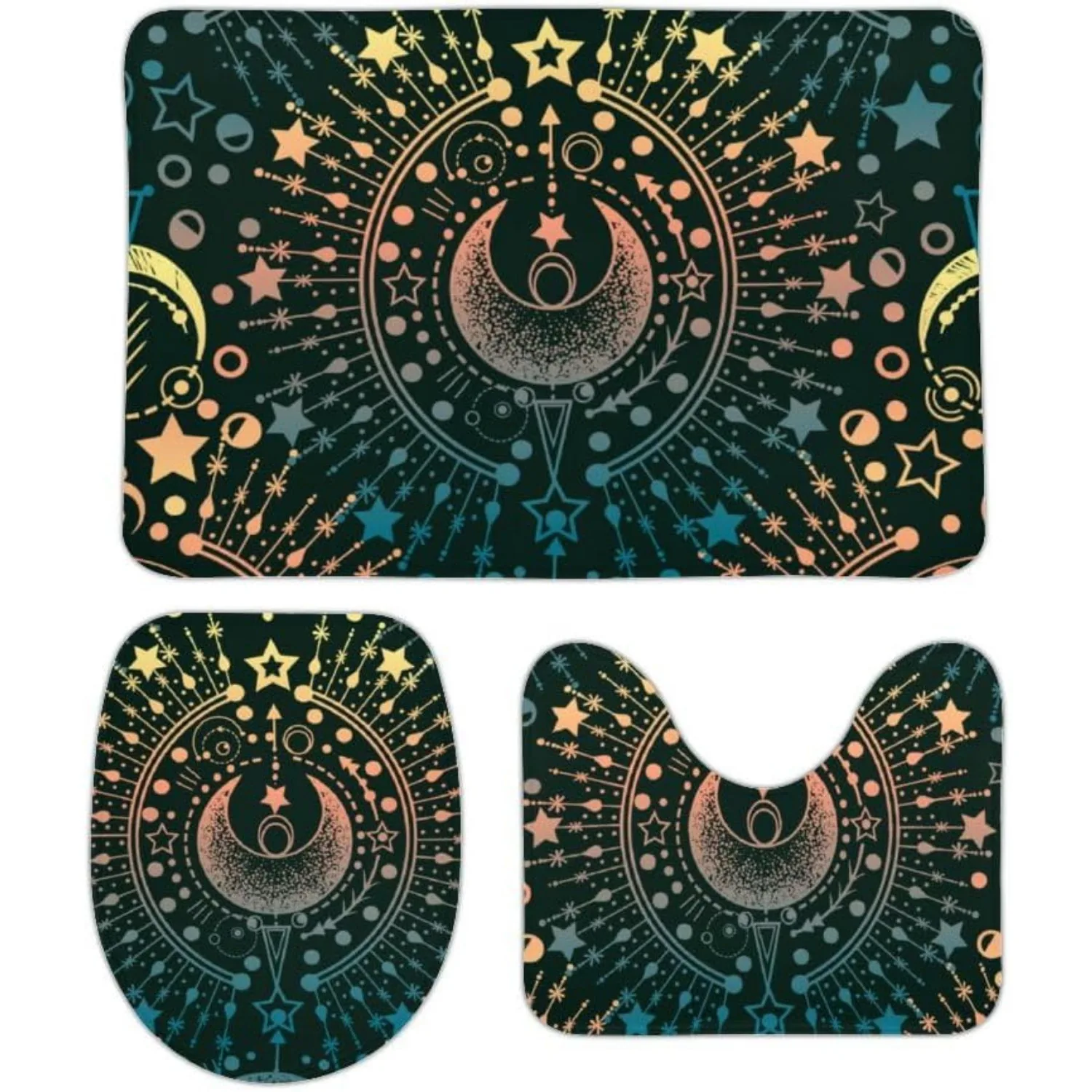 

Набор ковров для ванной комнаты RV, 3 шт., ковер в форме полумесяца Magic Astrology, впитывающий противоскользящий коврик для ванной комнаты, U-образный контурный коврик + сиденье для унитаза C