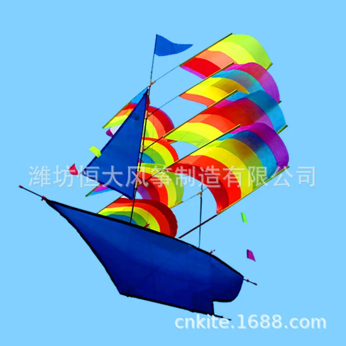 Three-dimensional Sailboat Kite Large Size Colorful Striped Boat 3D Kite Weifang Kite Kids Birthday Gift