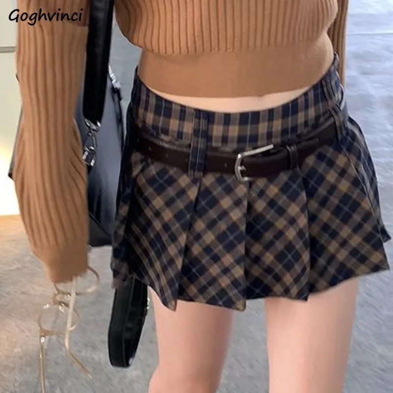 

Plaid Mini Skirts Women Hip Wrap Hot Sexy All-match Streetwear Empire Pleated Spring Autumn Chic Female Ulzzang Simple Daily Ins