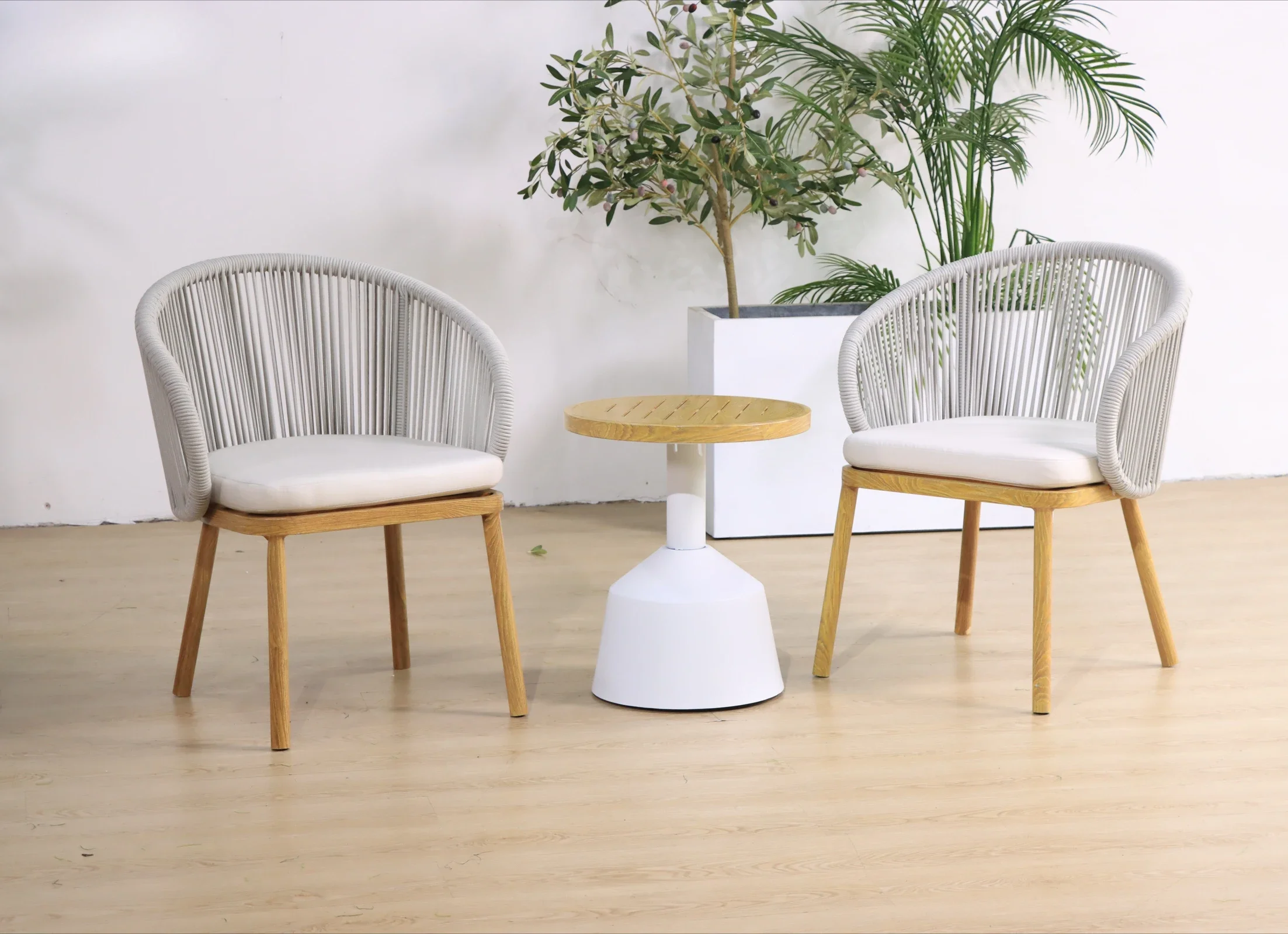 

#For furniture wooden chair aluminum luxury rope balcony set villa hotel coffee shop outdoor garden chairs set