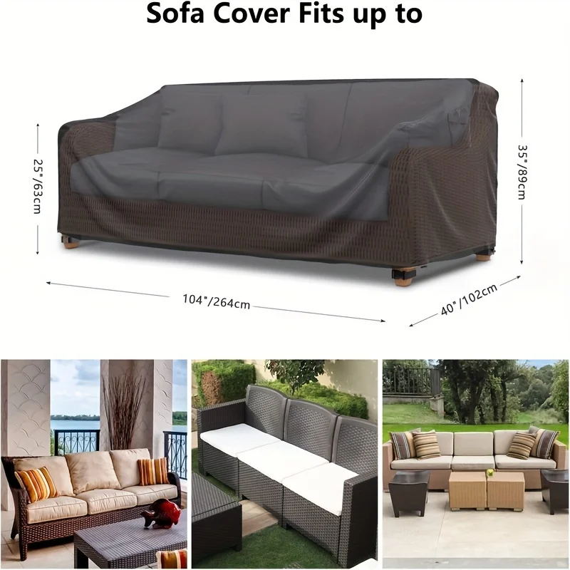 Double Chaise Longue Outdoor Patio Sofa Cover for Multi-seater Sofa, with Ventilation Slots and Handles Multiple Sizes Available
