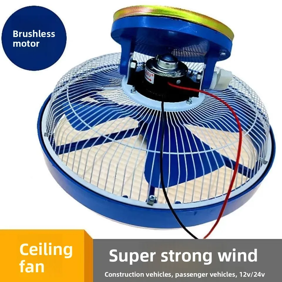 

24V/12V Car Ceiling Fan, High Power Pure Copper Motor Roof Mount Fan for Truck, Bus & Vehicle