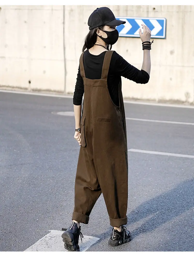 Damesjumpsuits Jeans Lange overalls Monochromatische werkkleding Flip-gesp Leuke print Verstelbaar Off-shoulder Oversized ontwerp