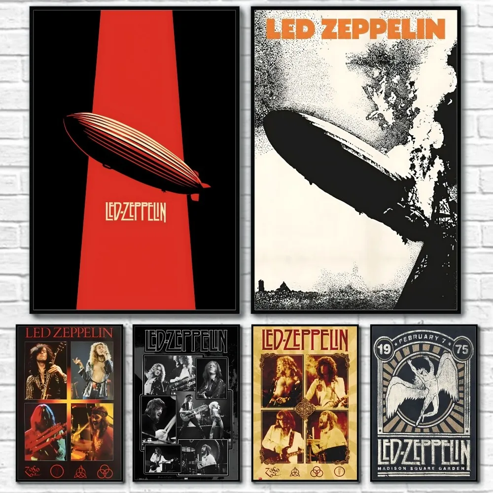 

Band L-Led Z-Zeppelin Singer Rock Retro Poster Sticky Wall Art Printing Waterproof Home Living Bed Room Bar Aesthetic Decor