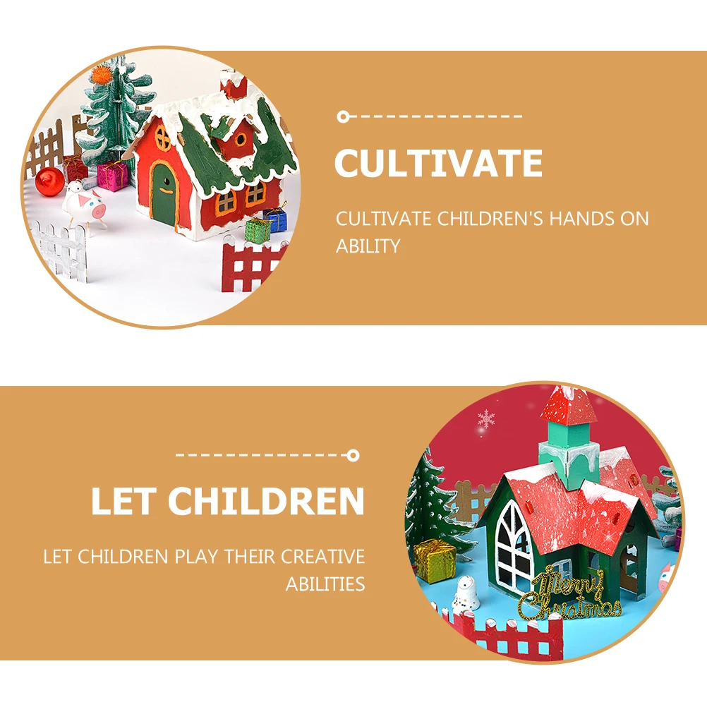 

5 set Diy Christmas Biscuit House Kids Homemade Hut Decorative Educational Festival Room Decoration Xmas Small House Kit