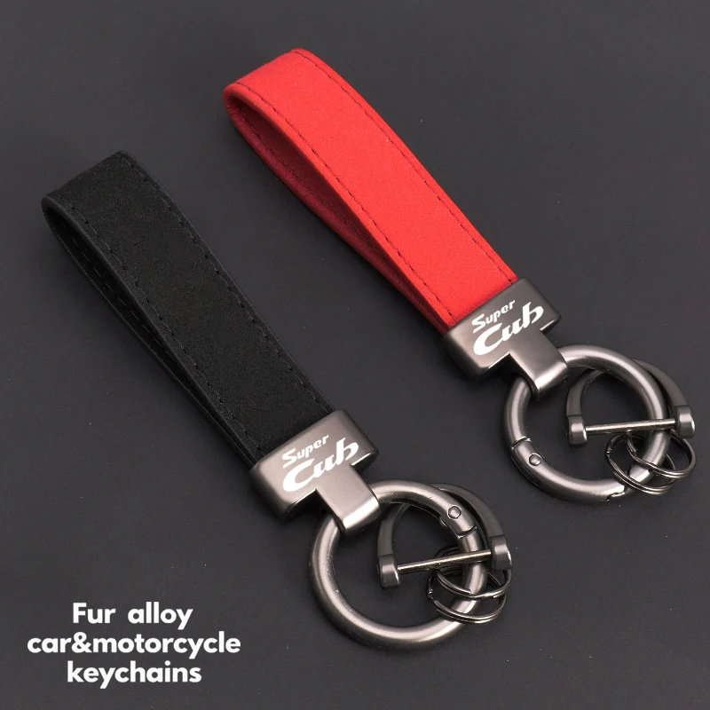 

Кожаный замшевый брелок для мотоцикла, брелоки из цинкового сплава, очаровательный стиль для Honda Super CUB C70 90 110 C125, аксессуары