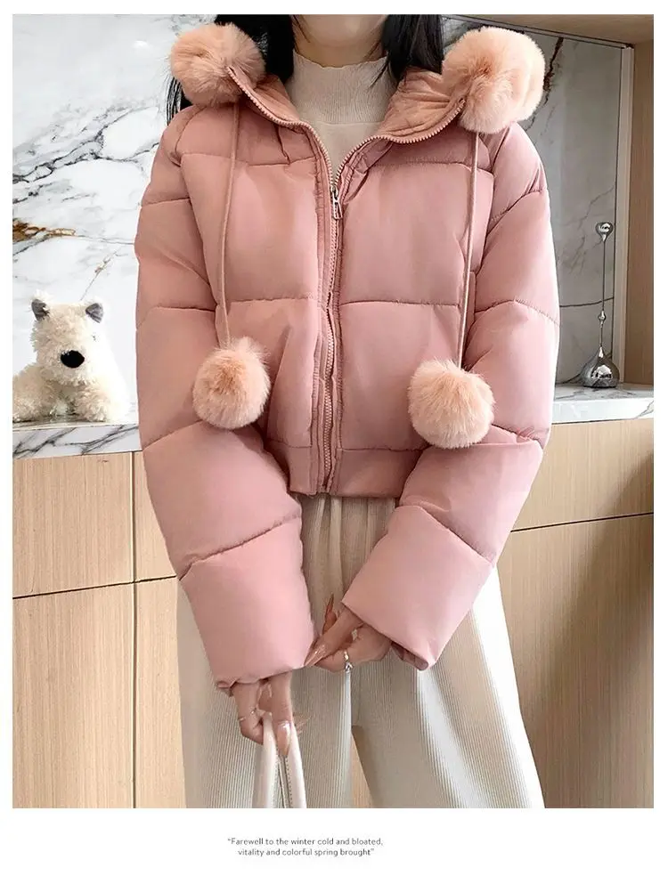 2027 Winter New High End Big Fur Collar Workwear Down Cotton Jacket Women's Fashion Short Thicken Cotton Female Parkas Coats