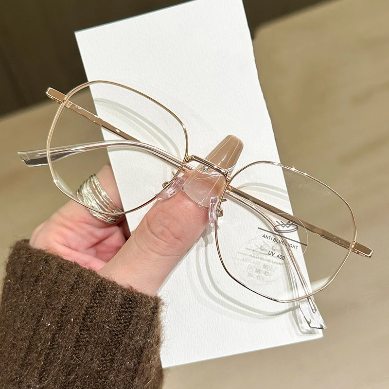 New Retro Anti-blue Light Glasses Myopia Glasses Frame Women's Literary Polygonal Glasses Frame Men Myopia Glasses MH9034