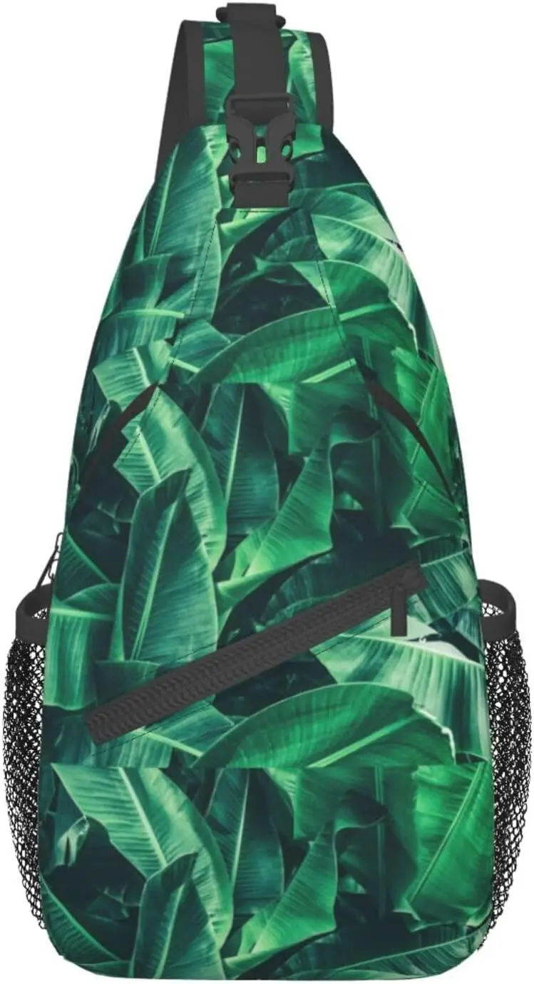 Paquete de pecho oblicuo elegante de hoja de plátano Tropical, mochila de ocio, Satchel pequeño, para viajes, trabajo, viajes diarios